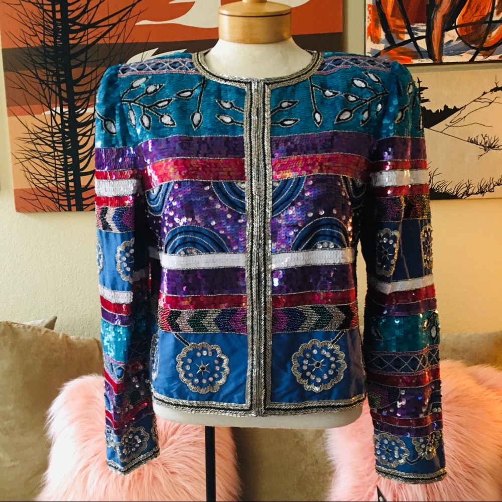 Leslie Fay Evening sequined & beaded jacket